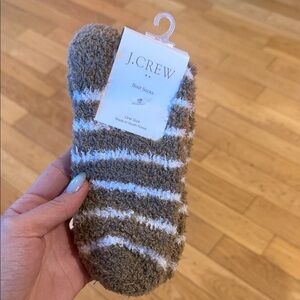 J. Crew Cozy Tan and White Striped Socks